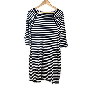 Talbots Nautical Navy/white Stripe Shift Dress Coastal Chic Size Large